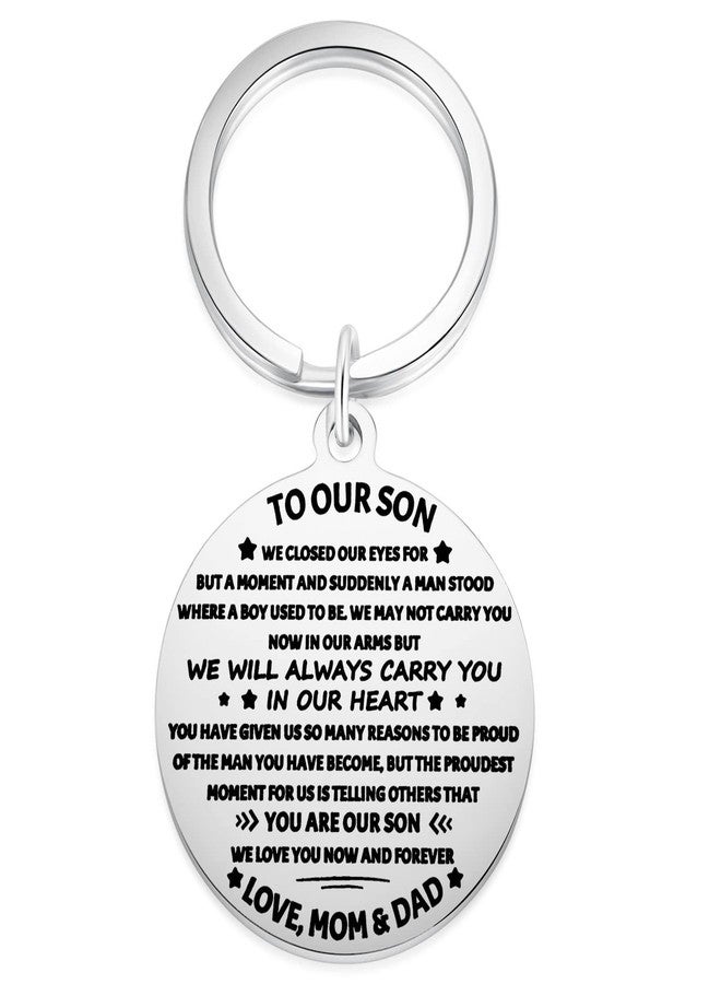 Aesnefe to Our Son Keychain Gifts from Mom and Dad, Mother to Son Father to Boys Birthday Christmas Graduation Jewelry Gift, Back to School Gift for Son from Parents - Image 1